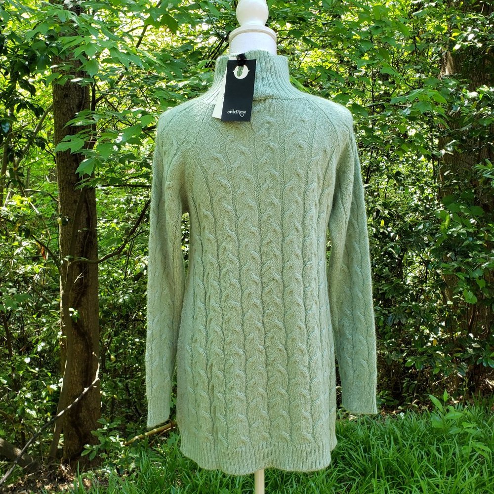 OTTOD'AME Turtleneck Long Sweater in Light Green Size Small US 6 NWT - Picture 10 of 11
